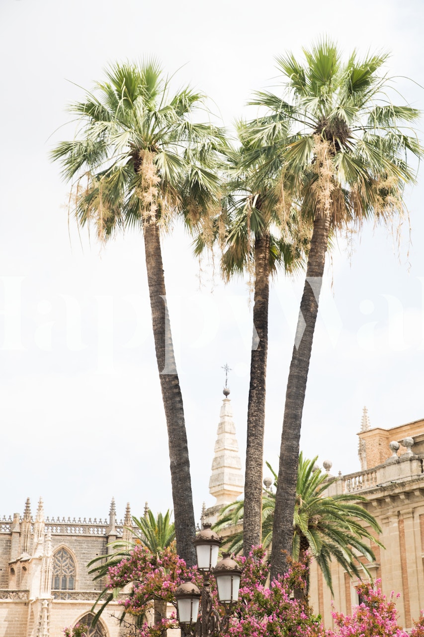 Dreamy palms wallpaper in a stylish room