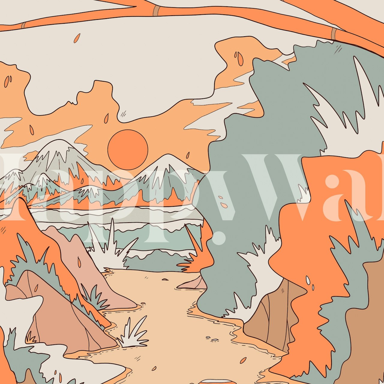 To the autumn beach behang in een gezellige kamer