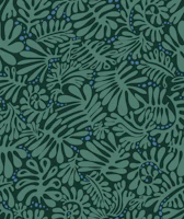 Minimalistic Matisse leaves dark sage green wallpaper