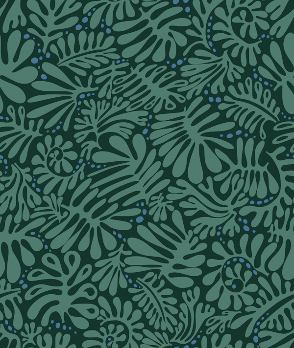Minimalistic Matisse leaves dark sage green
