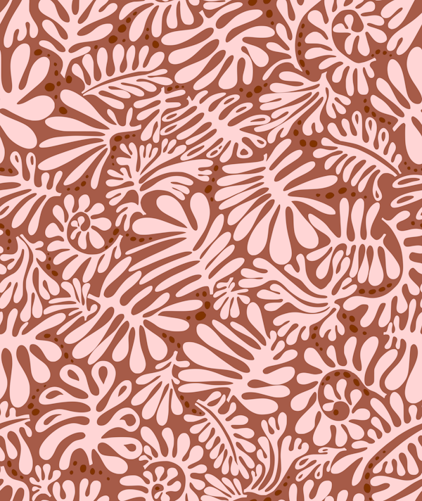 Matisse pattern leaves terracotta rust clay pink