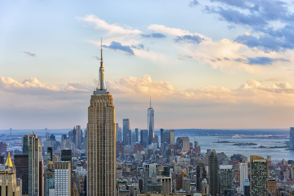 New York Skyline At Sunset