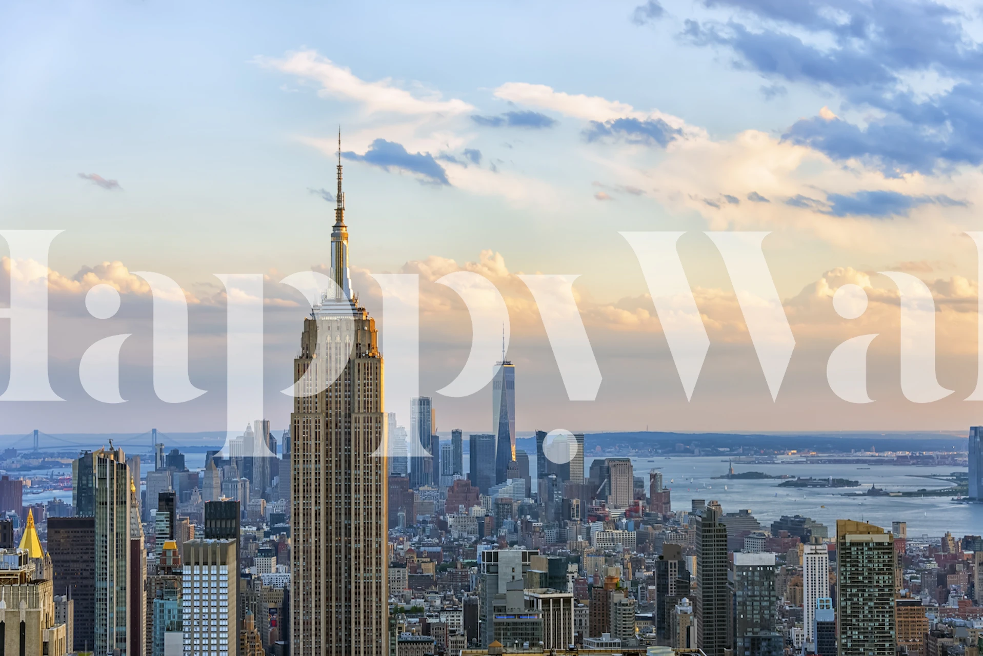 New York skyline wallpaper in a room