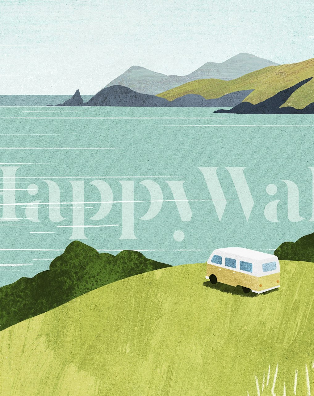 Van parked near the ocean