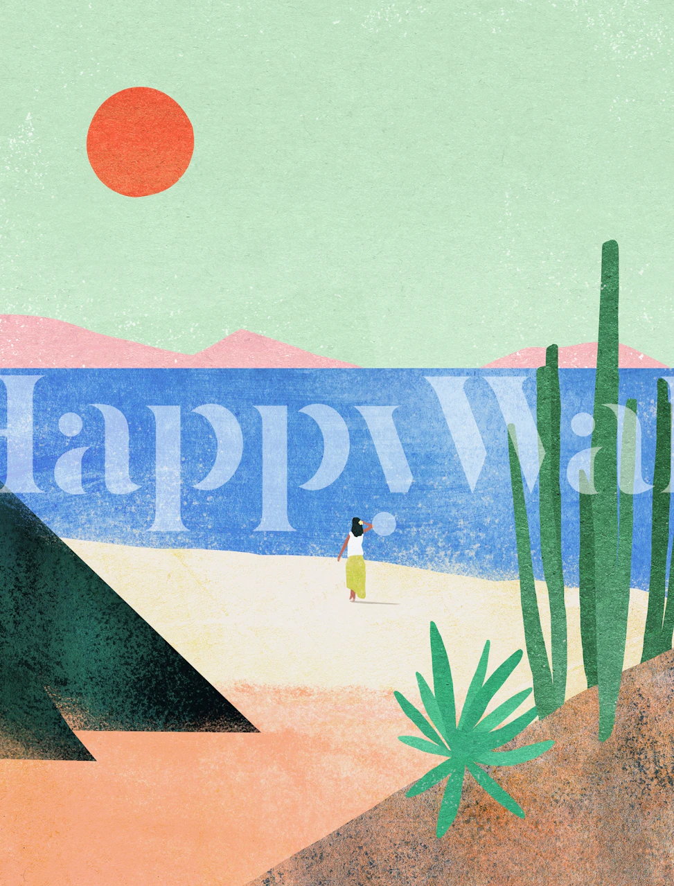 Beach Girl wallpaper displayed in a room