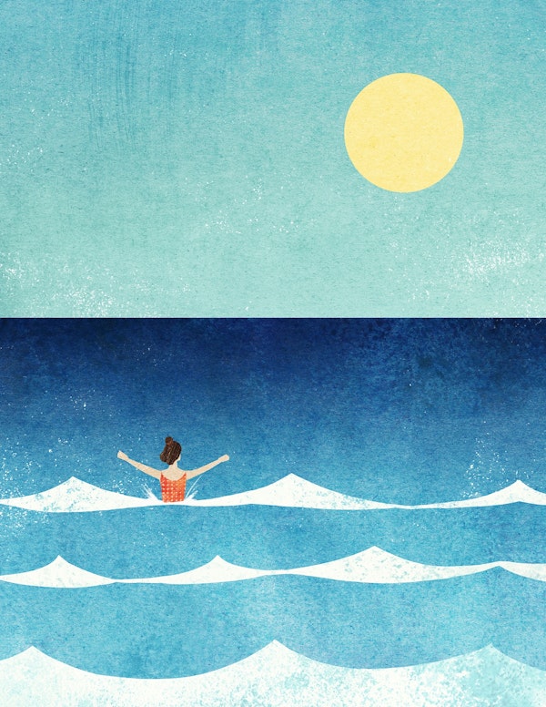 Playing in the waves