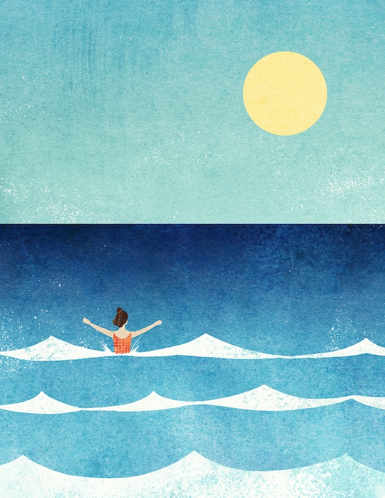 Playing in the waves