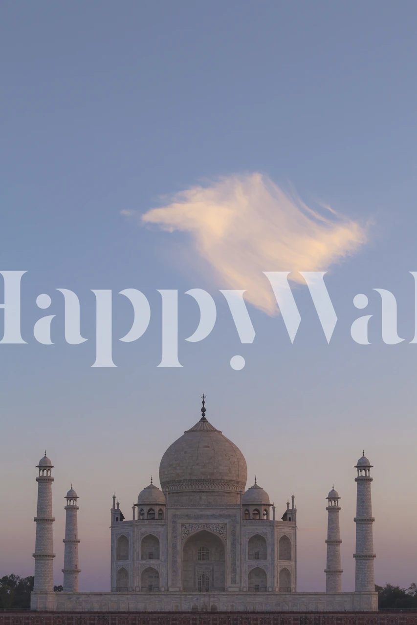 Taj Mahal monument silhouette at sunset with colorful clouds wallpaper