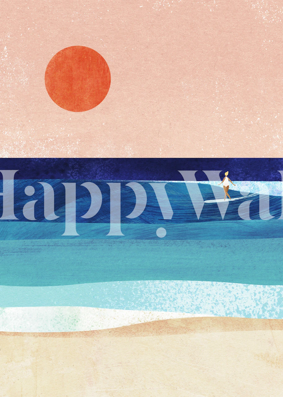 Surfer som rider på bølger med solnedgangsbakgrunn