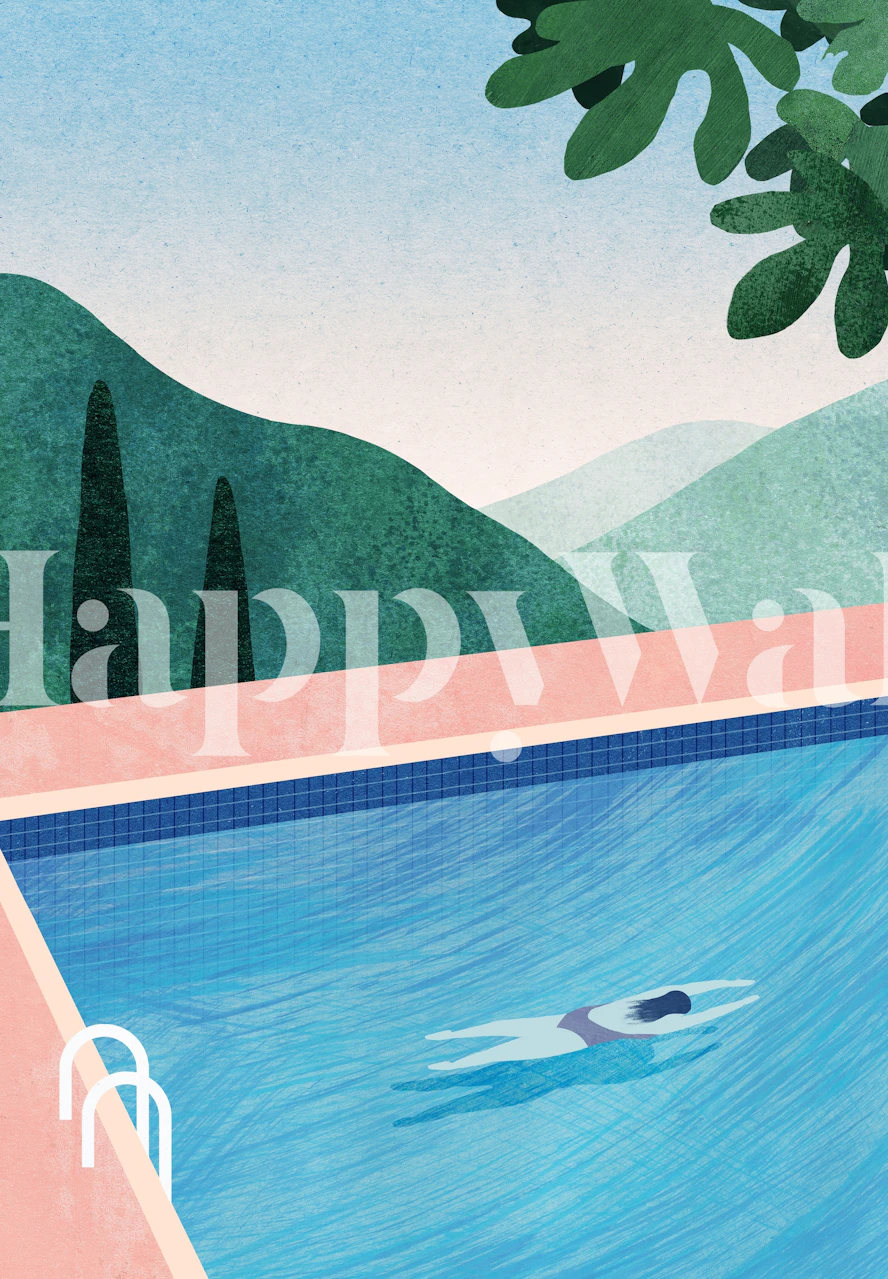 Diseño de papel tapiz Pink swimming pool