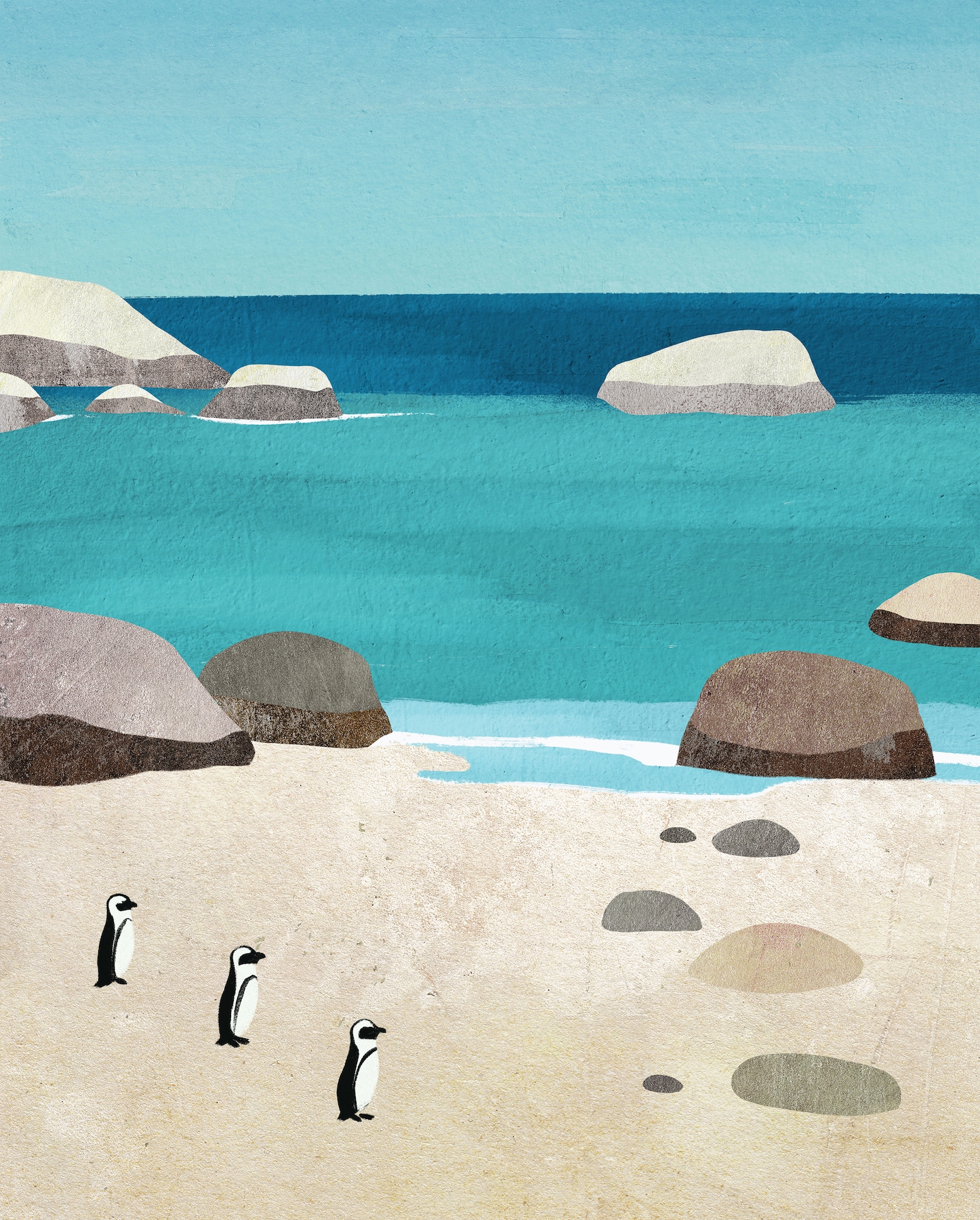 Penguin Beach wallpaper - Free shipping | Happywall