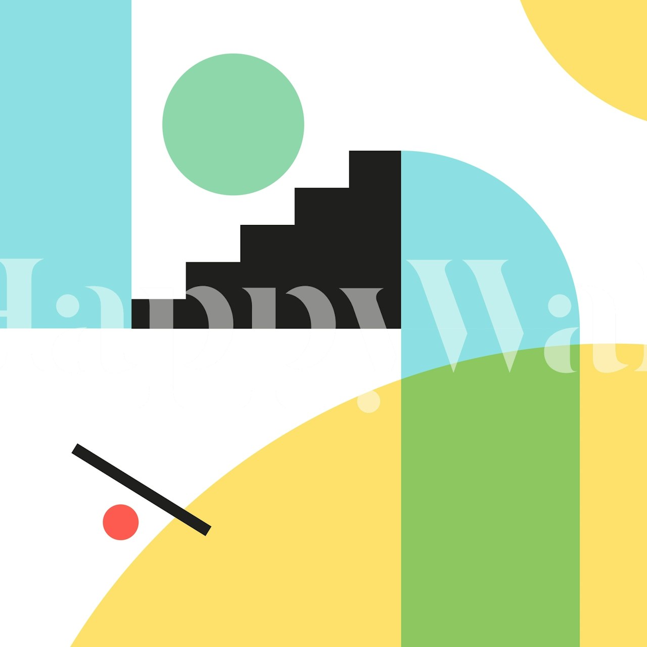 Papel de parede abstrato colorido em um quarto