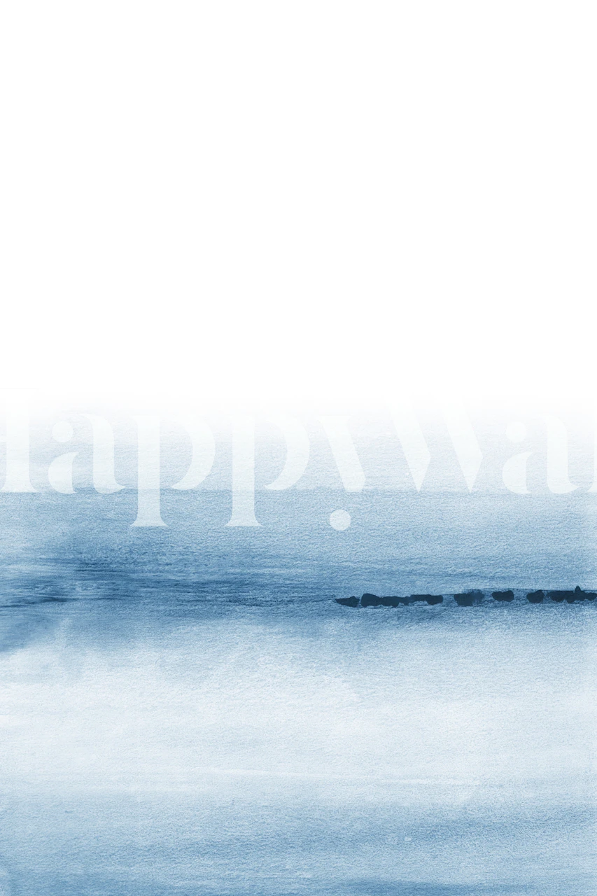 Soft blue watercolor beach horizon design wallpaper