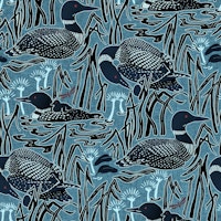 Loons on the lake at dusk wallpaper