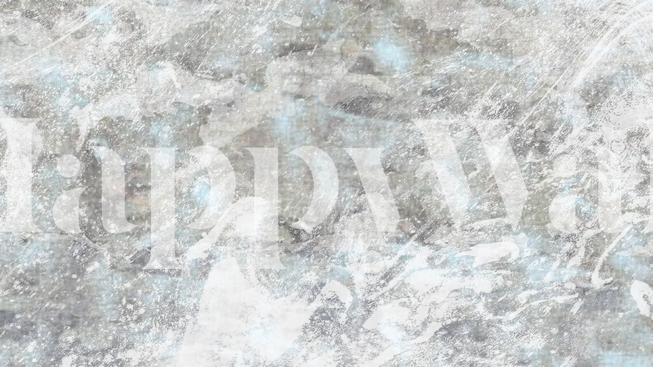 Abstract cloud-like wall mural with soft whites and subtle grays evoking a tranquil sky.