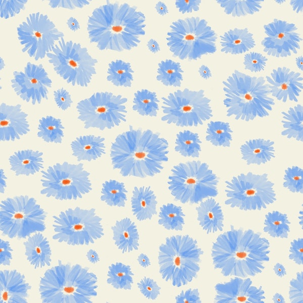 Blue flowers with orange