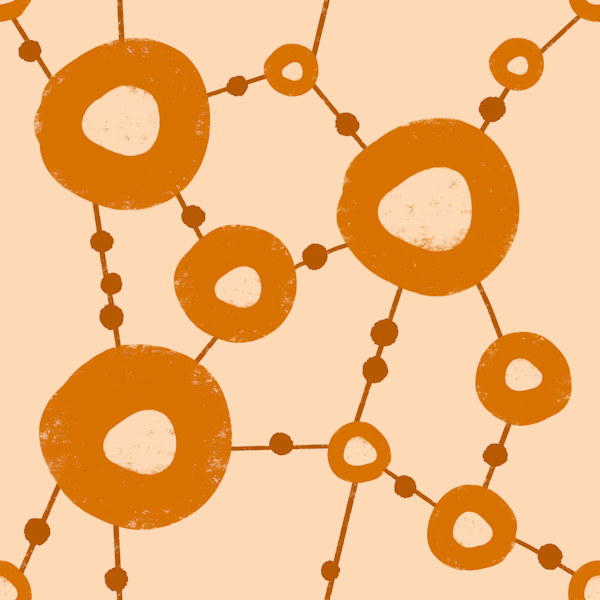 70s Modern Bubble Vines Peach Rust Orange