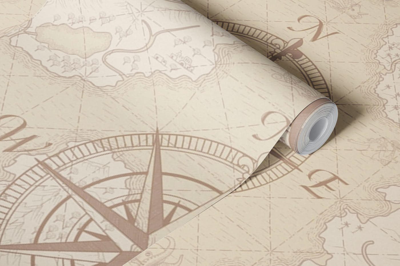 Classic Fantasy Vintage Map - Light Compass wallpaper roll