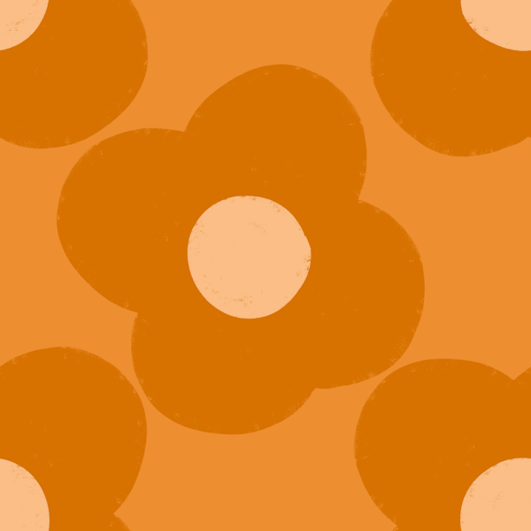 70s Modern Daisy Floral Orange Peach