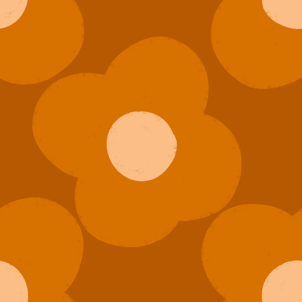 70s Modern Daisy Floral Orange Rust