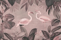 Vintage Flamingo Oasis And Old Typography ταπετσαρία