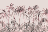 Tropical Island Palm Cove Pastel Pink wallpaper