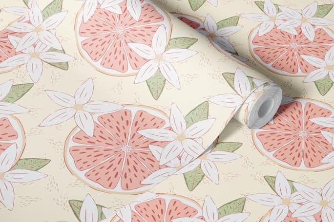 Grapefruit Blossomswallpaper roll