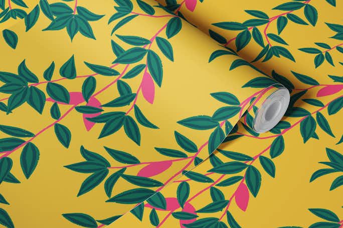 Jungle Vines - Mustardwallpaper roll