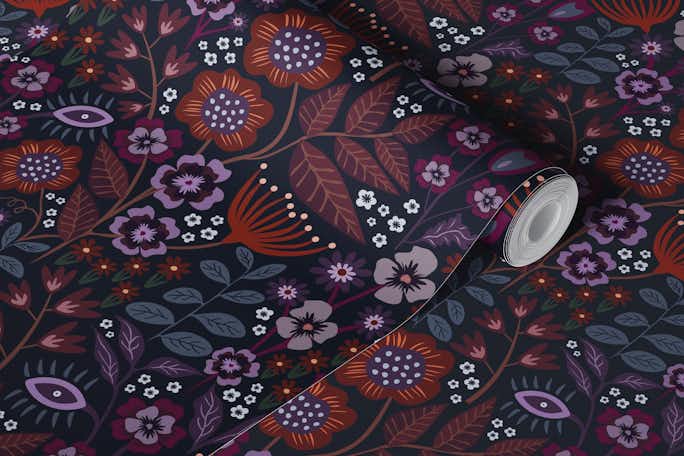 Dark and Moody Floral Whimsigothic - Jewel toneswallpaper roll