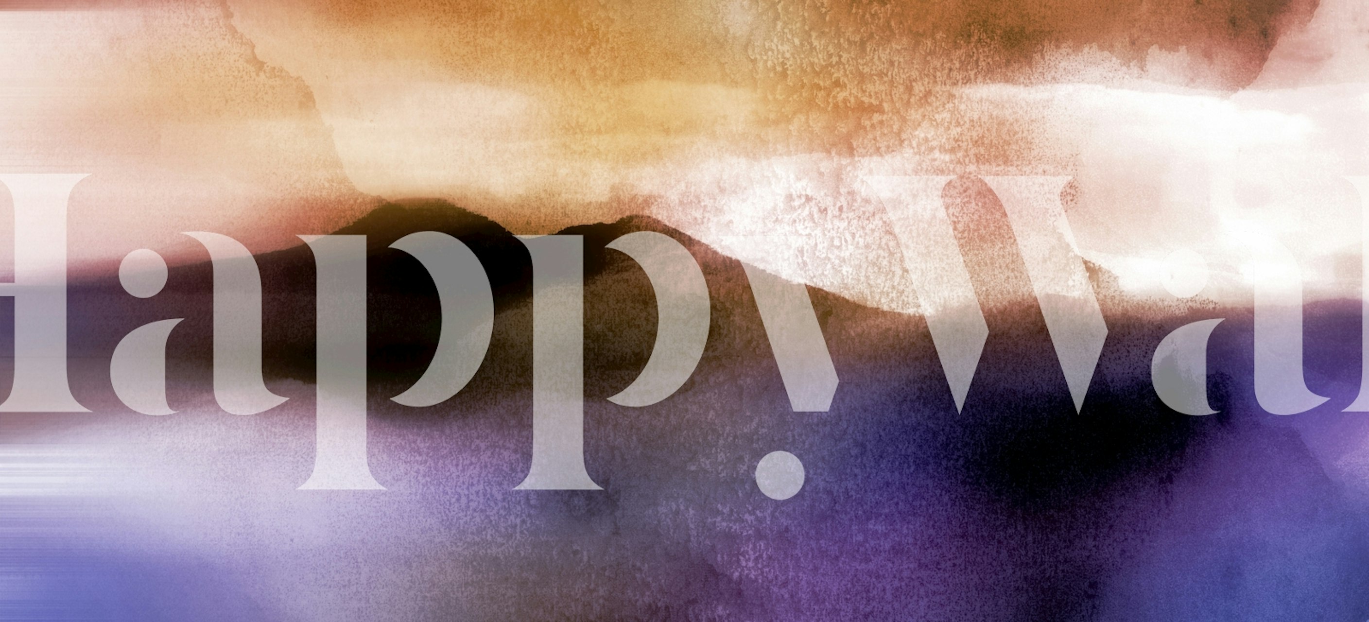 Abstract watercolor mountains landscape in warm colors wallpaper