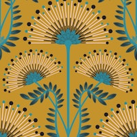 MIMOSA Art Deco Floral - Mustard - Small behang