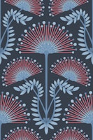 MIMOSA Art Deco Floral - Navy Blue - Large tapete