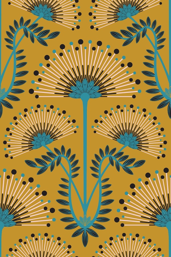 MIMOSA Art Deco Floral - Mustard - Large