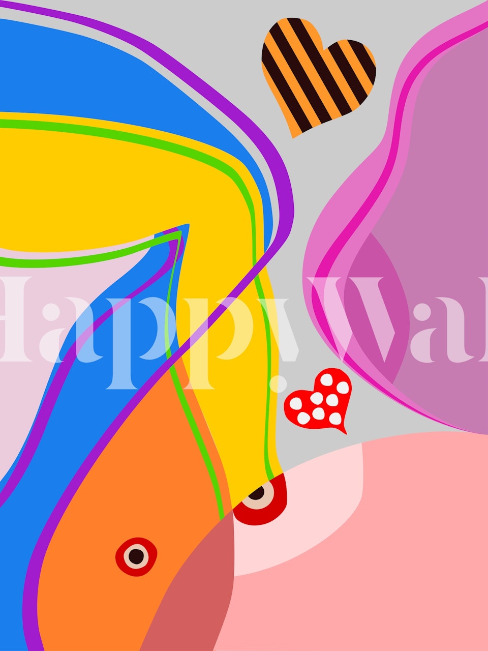 Αφηρημένο πολύχρωμο τοιχογραφία με καλλιτεχνική αναπαράσταση της σιλουέτας μιας Woman