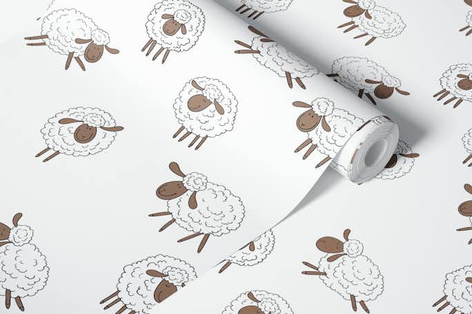 Counting sheep on pure whitewallpaper roll