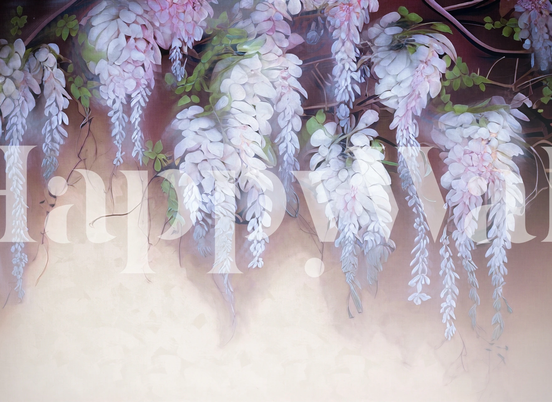 Wisteria bloemen in pastelkleuren op een zachte achtergrond wallpaper