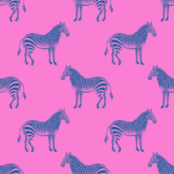 Hot Pink and Blue Zebra Block Print Pattern