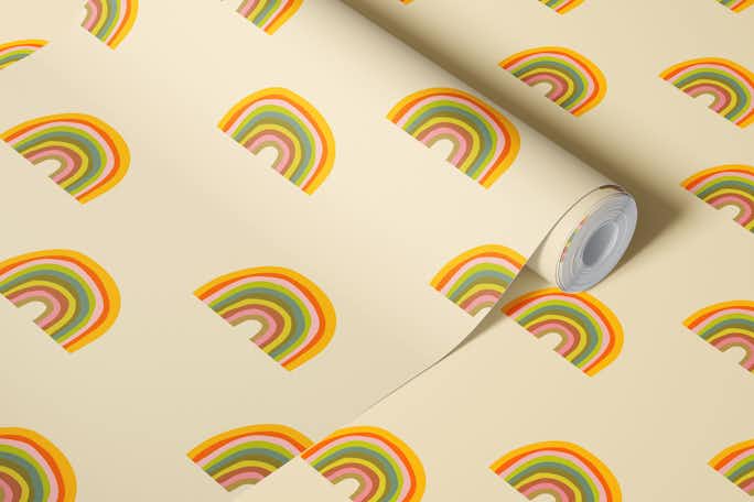 Minimalist Abstract Rainbow Patternwallpaper roll