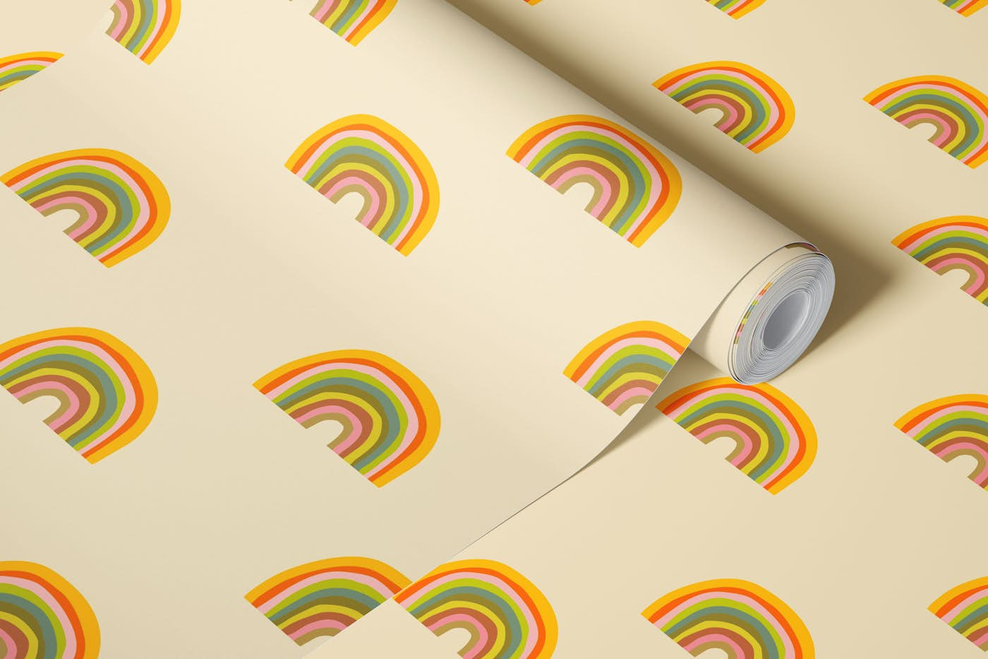 Minimalist Abstract Rainbow Pattern wallpaper roll