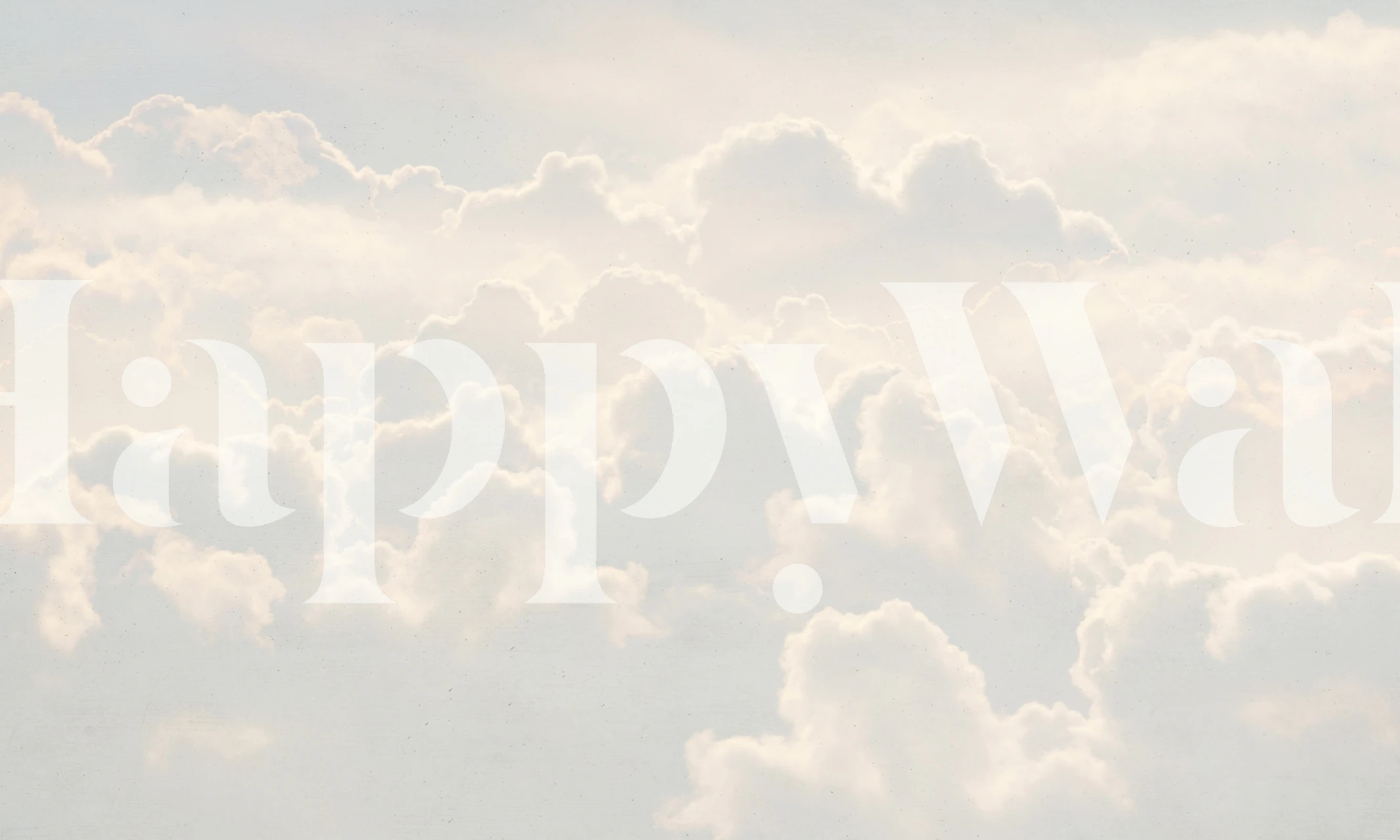 Peinture murale de nuages Heaven 1 avec des tons doux de blanc et de bleu donnant une vue sereine du ciel