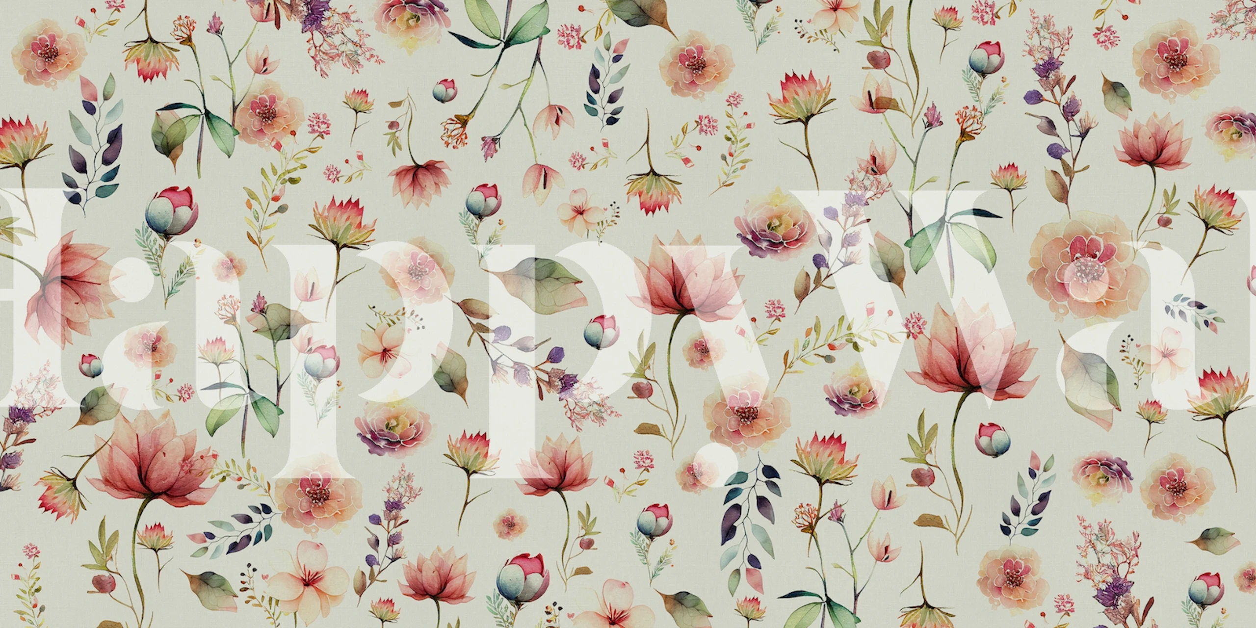 Floral botanic green wallpaper in a stylish room