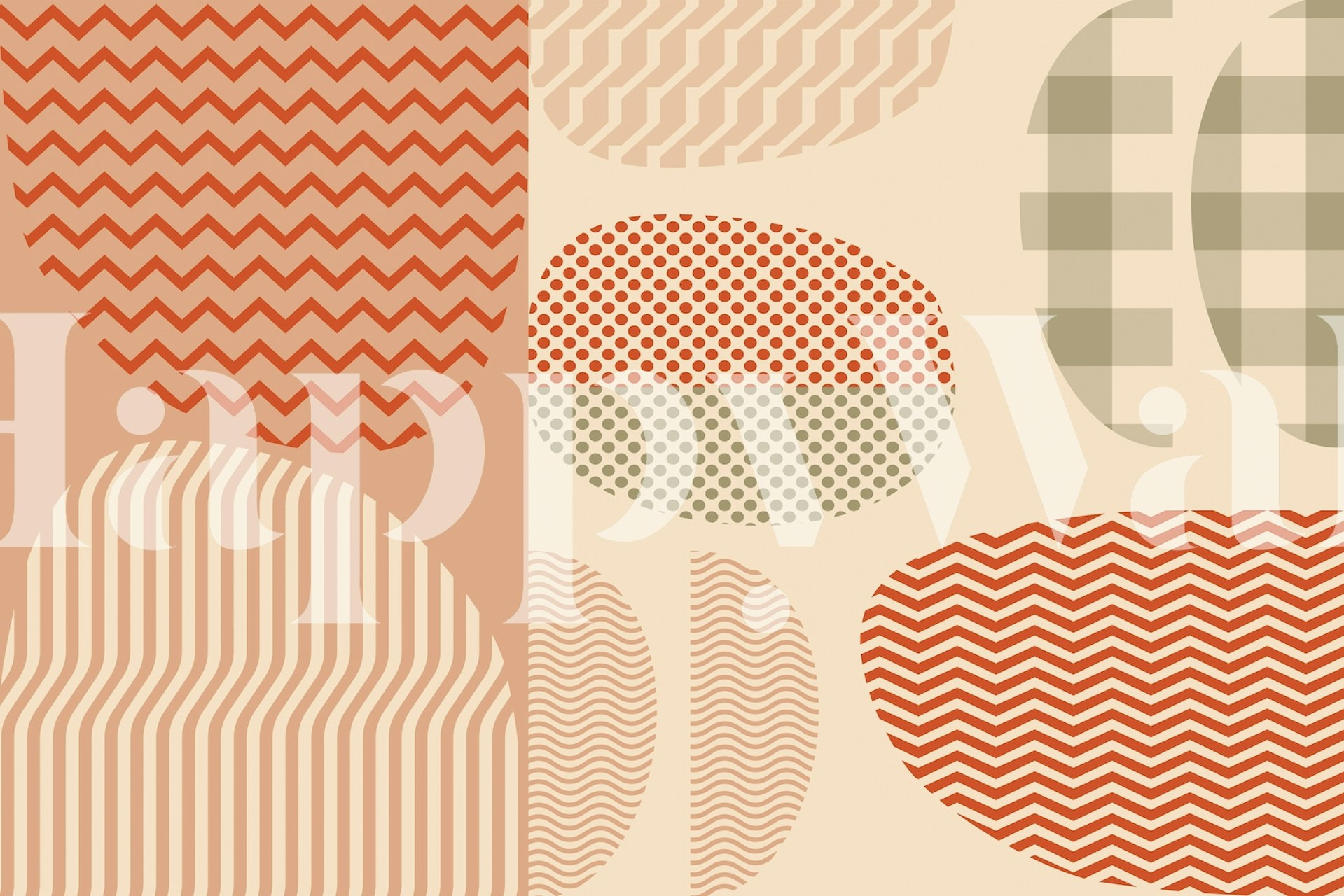 Geometric Fun 1 wall mural with abstract patterns in warm tones