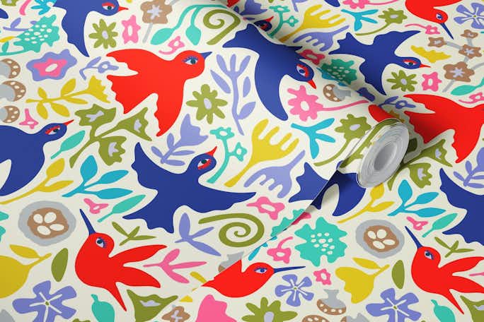 BIRDWATCHING LOVE Cute Colourful Nature Birdswallpaper roll