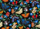 Papillonia - Morning Glory with Butterflies in black