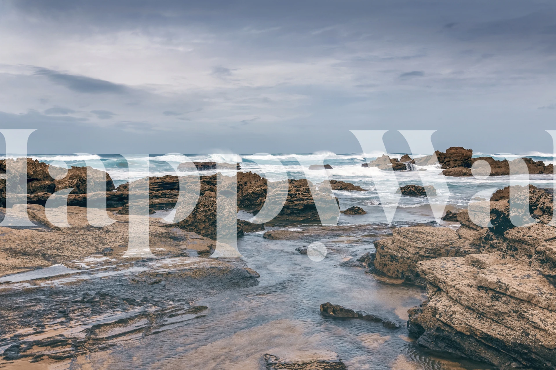 Portugal coast wall mural with rocky shoreline and waves