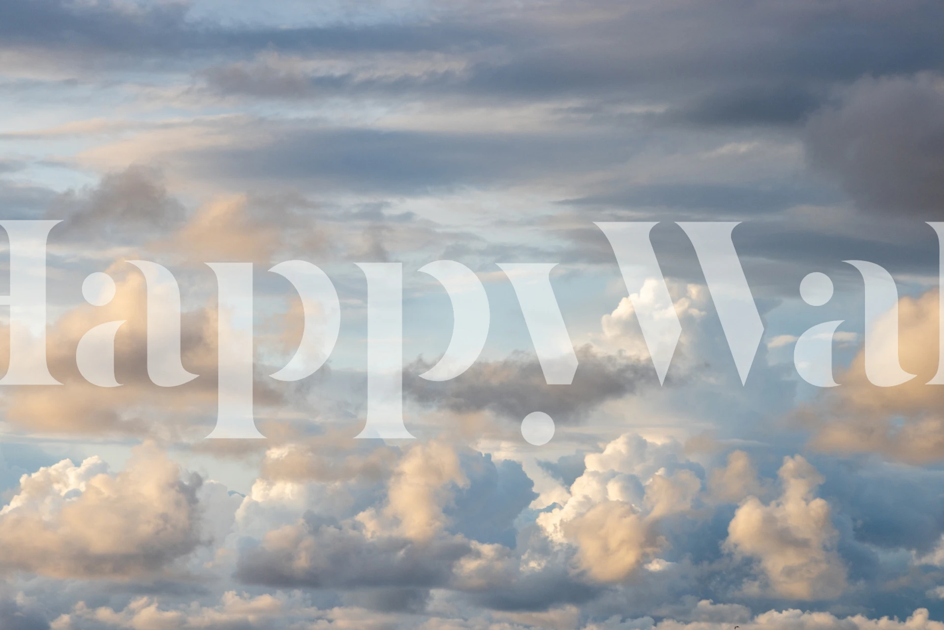 Pastel Sky wall mural with fluffy clouds and soft colors