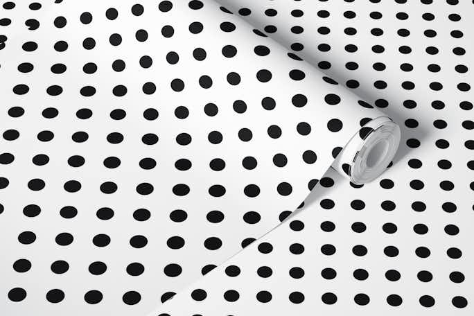 Polka Dots - Black on Whitewallpaper roll