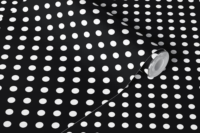 Polka Dots - White on Blackwallpaper roll