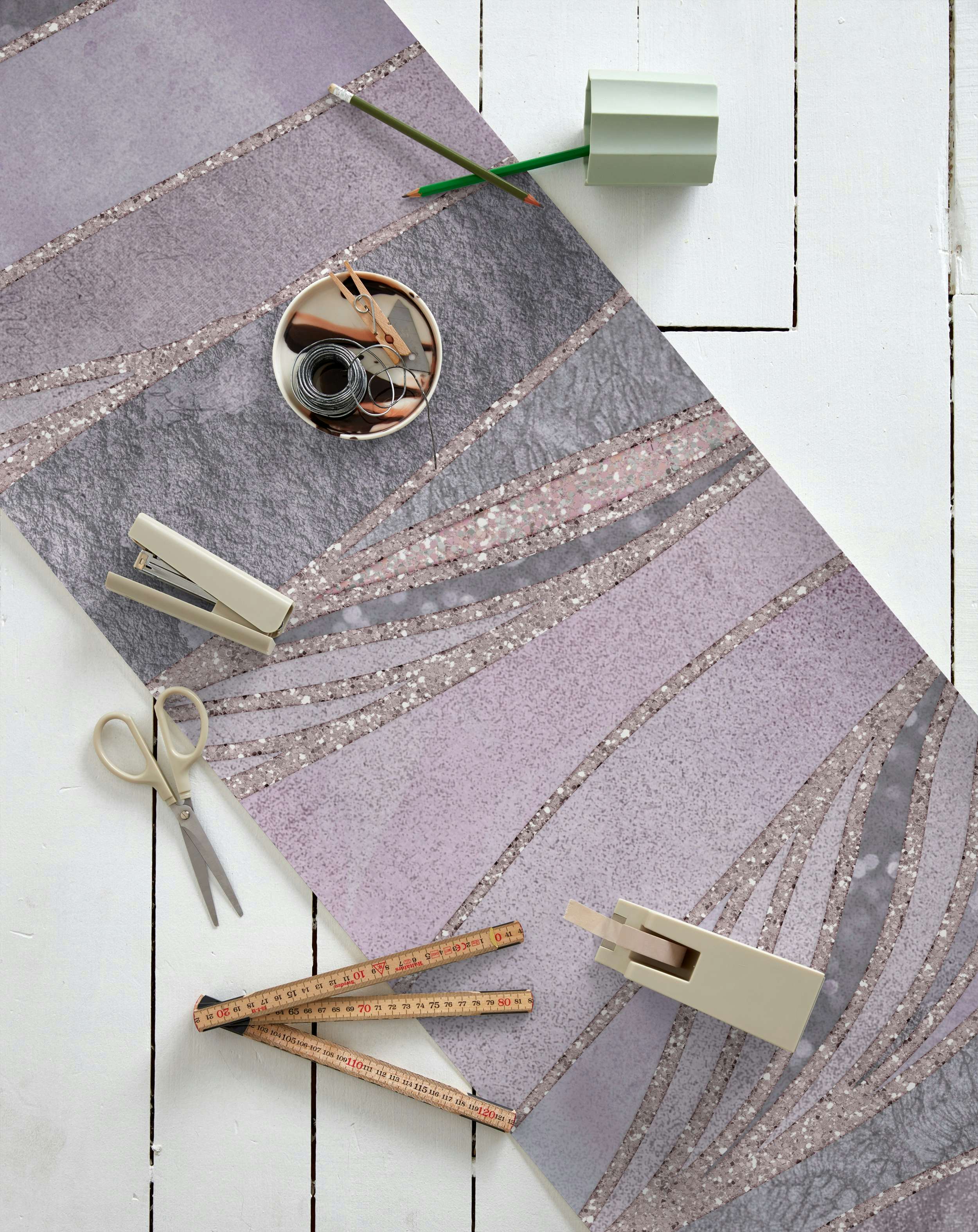 Rosegold Purple Waves tapet roll