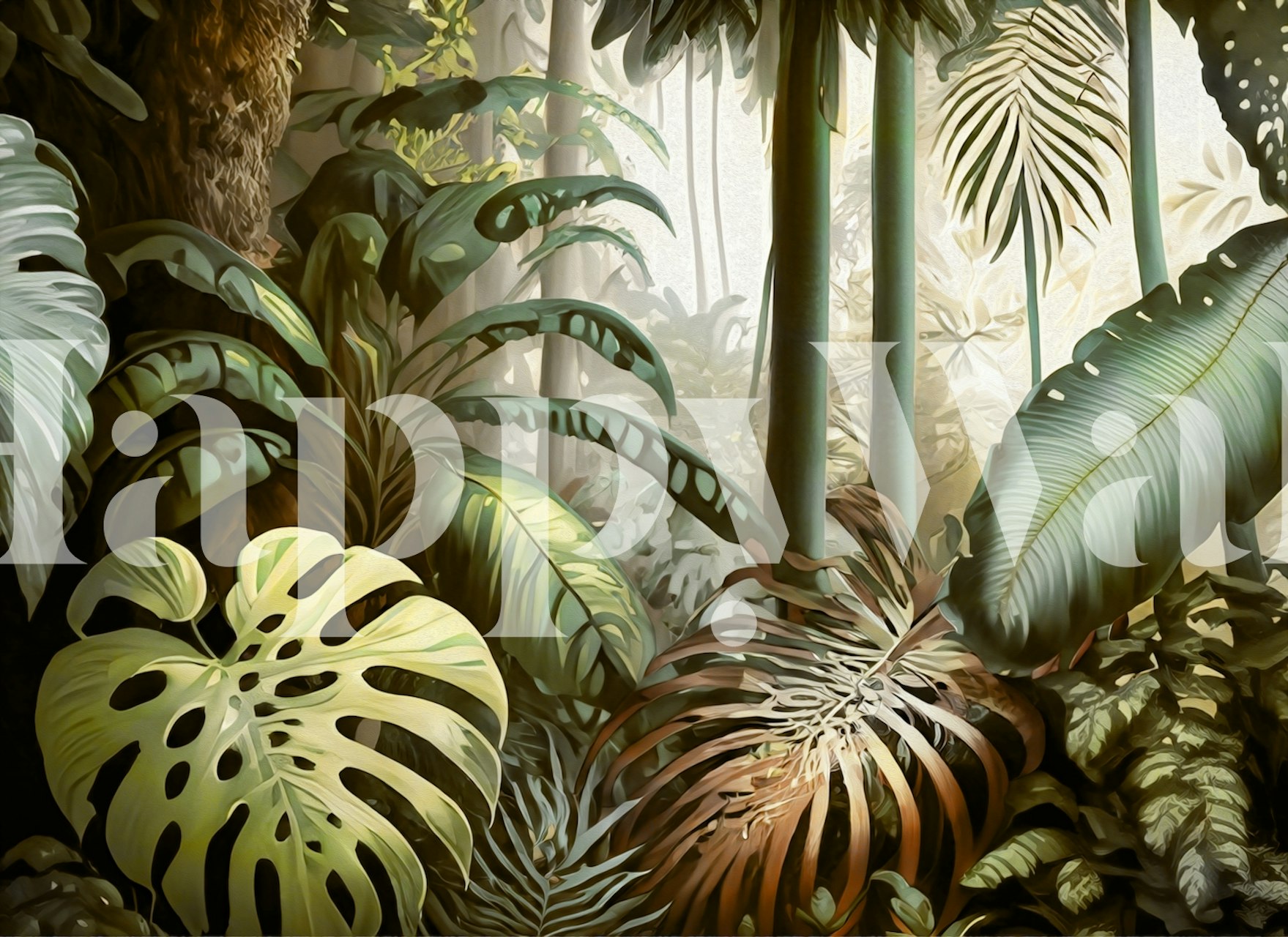 Jungle fantasy wallpaper in a room setting